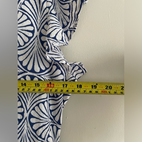 NWT-Charleston Shoe Company Aubrey Maxi Dress Blue and White Ruffle Sleeves Sz M - Picture 12 of 14